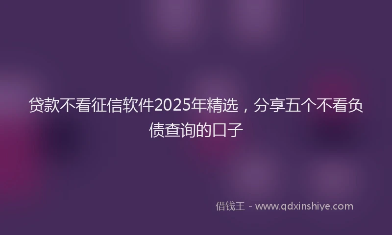 贷款不看征信软件2025年精选，分享五个不看负债查询的口子