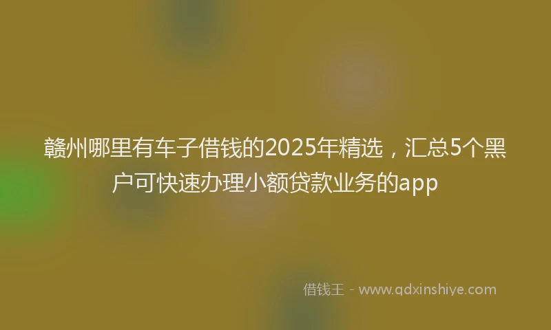赣州哪里有车子借钱的2025年精选，汇总5个黑户可快速办理小额贷款业务的app