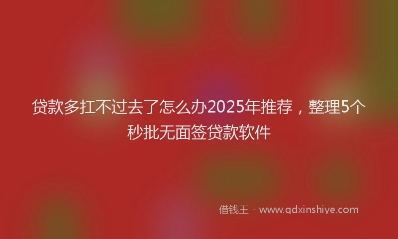 贷款多扛不过去了怎么办2025年推荐，整理5个秒批无面签贷款软件