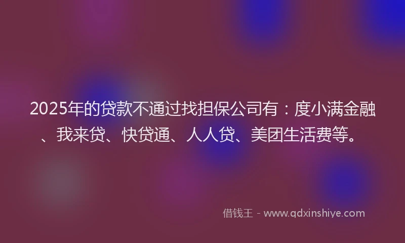 2025年的贷款不通过找担保公司有：度小满金融、我来贷、快贷通、人人贷、美团生活费等。
