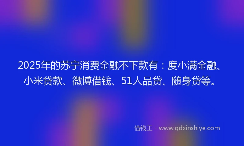 2025年的苏宁消费金融不下款有：度小满金融、小米贷款、微博借钱、51人品贷、随身贷等。