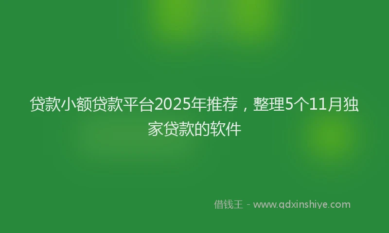 贷款小额贷款平台2025年推荐，整理5个11月独家贷款的软件