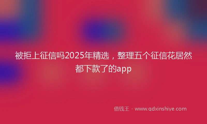 被拒上征信吗2025年精选，整理五个征信花居然都下款了的app