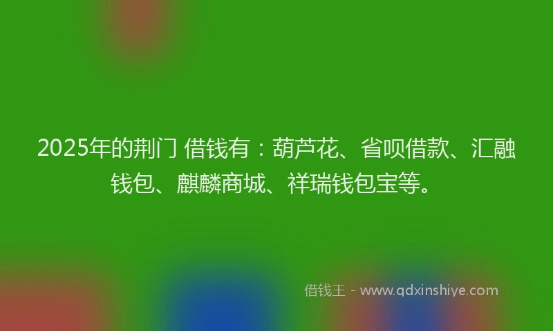 2025年的荆门 借钱有：葫芦花、省呗借款、汇融钱包、麒麟商城、祥瑞钱包宝等。