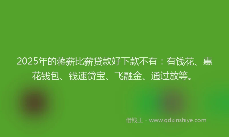 2025年的蒋薪比薪贷款好下款不有：有钱花、惠花钱包、钱速贷宝、飞融金、通过放等。