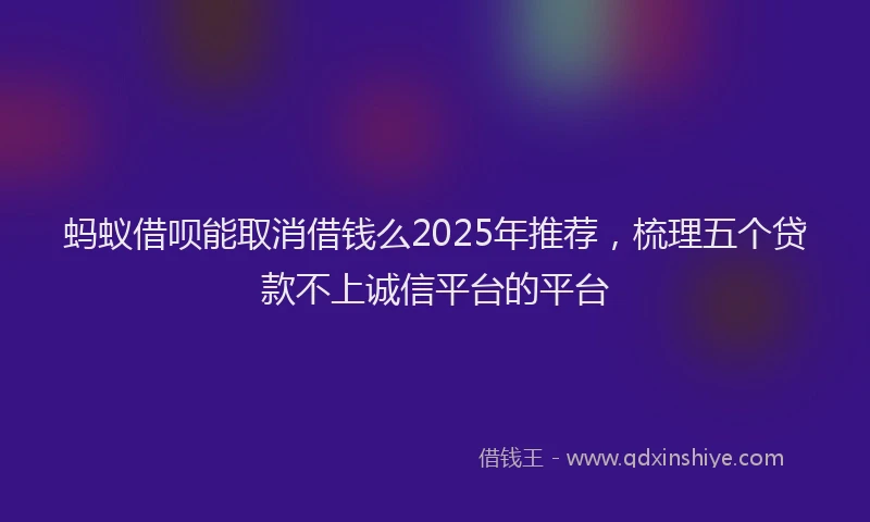 蚂蚁借呗能取消借钱么2025年推荐，梳理五个贷款不上诚信平台的平台