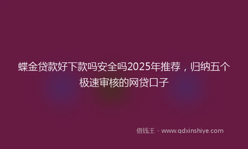 蝶金贷款好下款吗安全吗2025年推荐，归纳五个极速审核的网贷口子