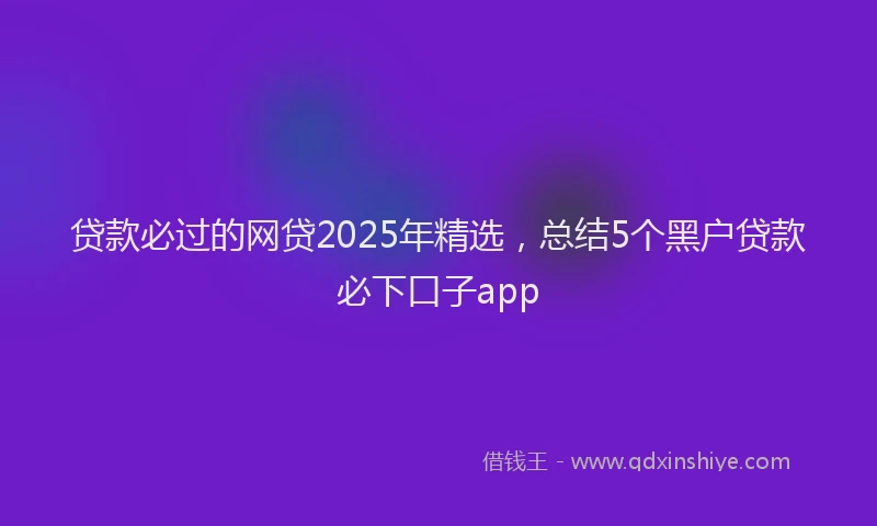 贷款必过的网贷2025年精选，总结5个黑户贷款必下口子app