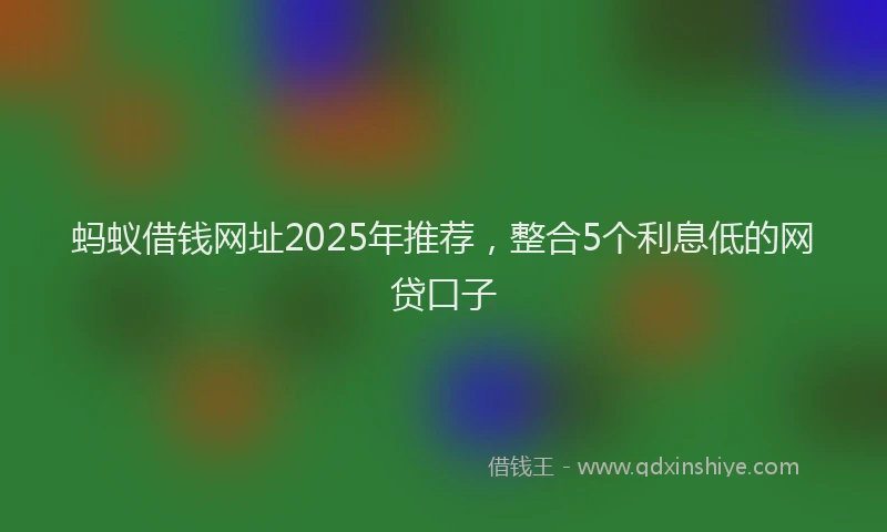 蚂蚁借钱网址2025年推荐，整合5个利息低的网贷口子