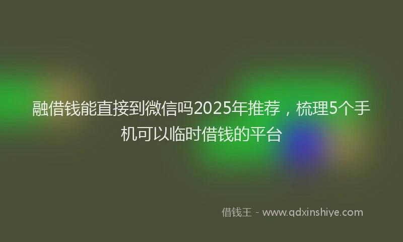 融借钱能直接到微信吗2025年推荐，梳理5个手机可以临时借钱的平台
