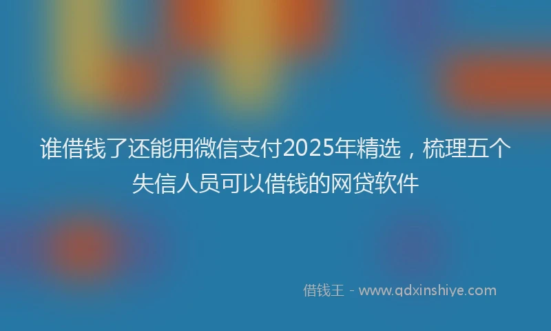 谁借钱了还能用微信支付2025年精选，梳理五个失信人员可以借钱的网贷软件