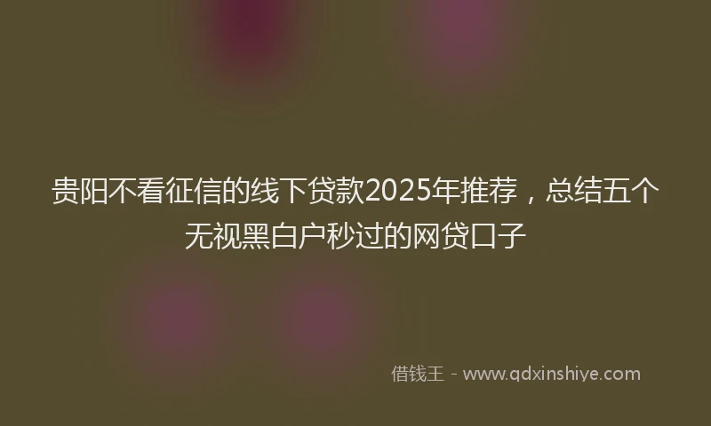 贵阳不看征信的线下贷款2025年推荐，总结五个无视黑白户秒过的网贷口子
