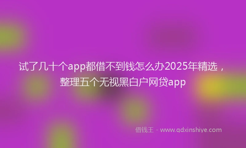 试了几十个app都借不到钱怎么办2025年精选，整理五个无视黑白户网贷app