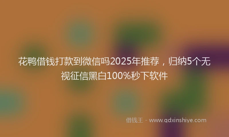 花鸭借钱打款到微信吗2025年推荐，归纳5个无视征信黑白100%秒下软件