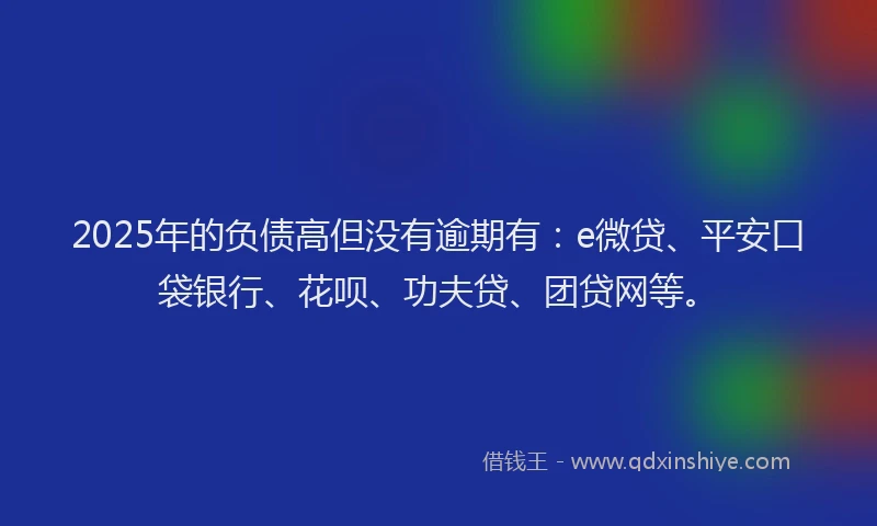 2025年的负债高但没有逾期有：e微贷、平安口袋银行、花呗、功夫贷、团贷网等。