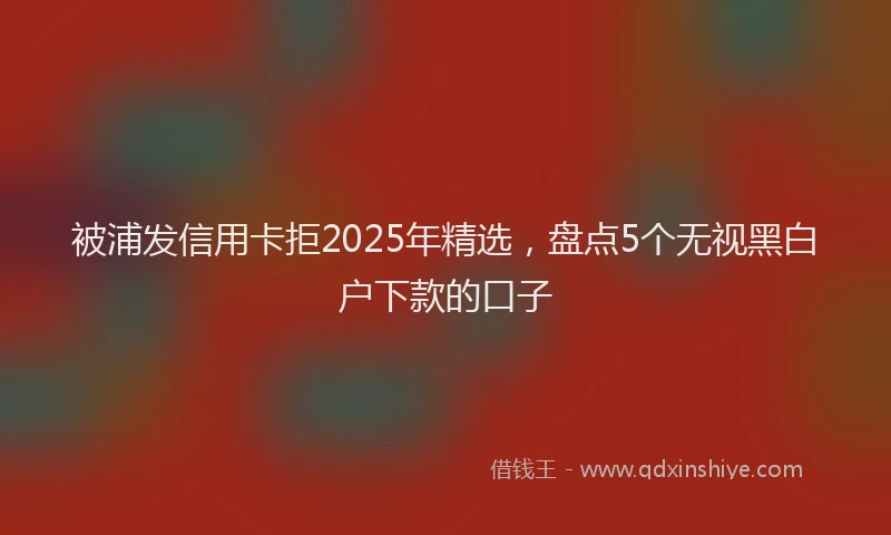 被浦发信用卡拒2025年精选，盘点5个无视黑白户下款的口子