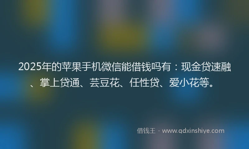 2025年的苹果手机微信能借钱吗有：现金贷速融、掌上贷通、芸豆花、任性贷、爱小花等。