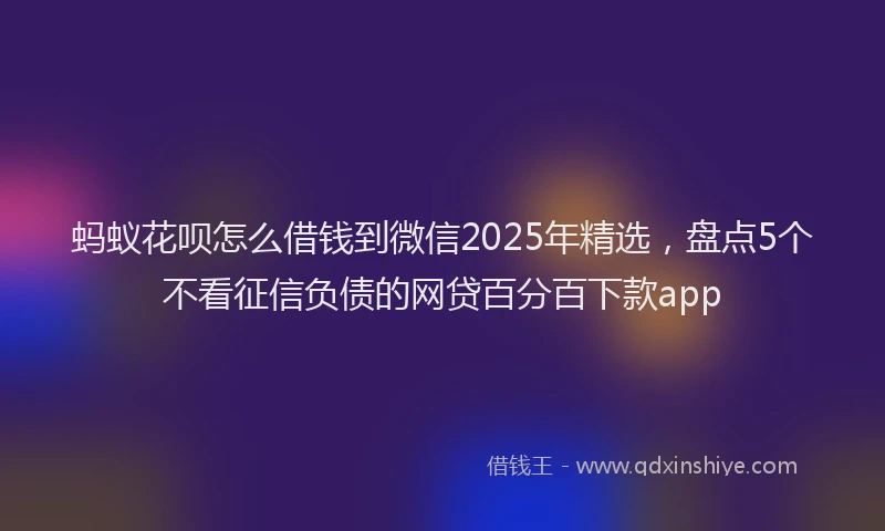 蚂蚁花呗怎么借钱到微信2025年精选，盘点5个不看征信负债的网贷百分百下款app