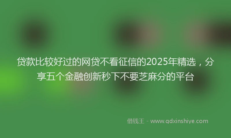贷款比较好过的网贷不看征信的2025年精选，分享五个金融创新秒下不要芝麻分的平台