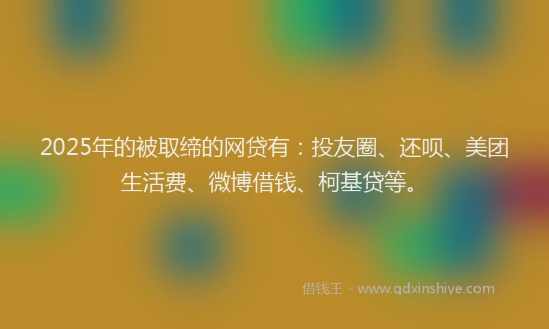 2025年的被取缔的网贷有：投友圈、还呗、美团生活费、微博借钱、柯基贷等。