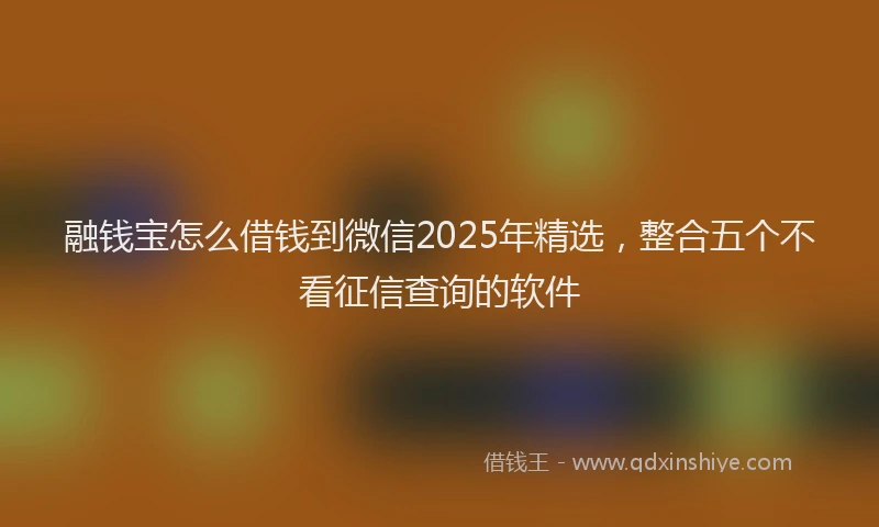 融钱宝怎么借钱到微信2025年精选，整合五个不看征信查询的软件