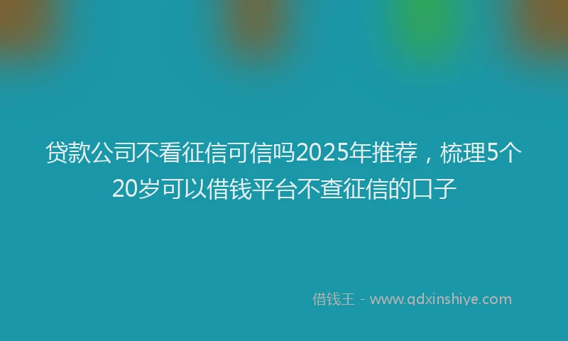 贷款公司不看征信可信吗2025年推荐，梳理5个20岁可以借钱平台不查征信的口子