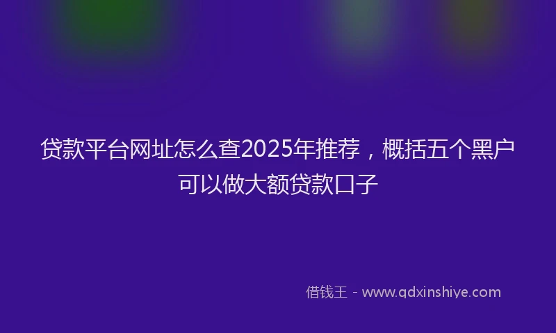 贷款平台网址怎么查2025年推荐，概括五个黑户可以做大额贷款口子