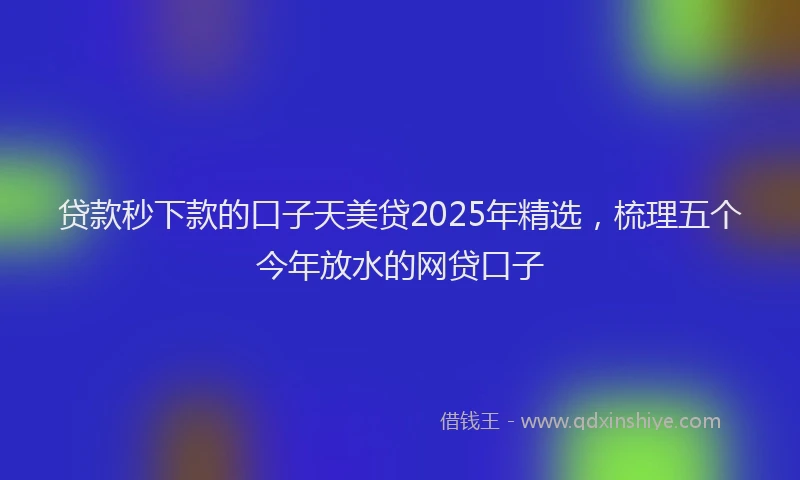 贷款秒下款的口子天美贷2025年精选，梳理五个今年放水的网贷口子