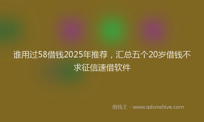 谁用过58借钱2025年推荐，汇总五个20岁借钱不求征信速借软件