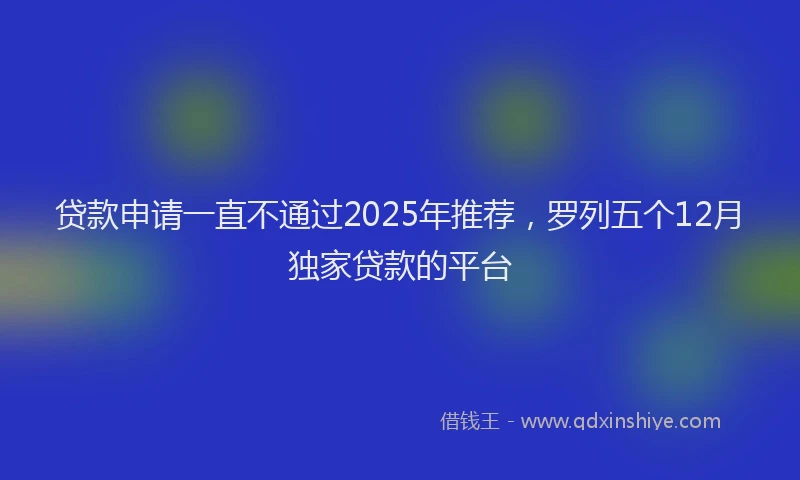 贷款申请一直不通过2025年推荐，罗列五个12月独家贷款的平台
