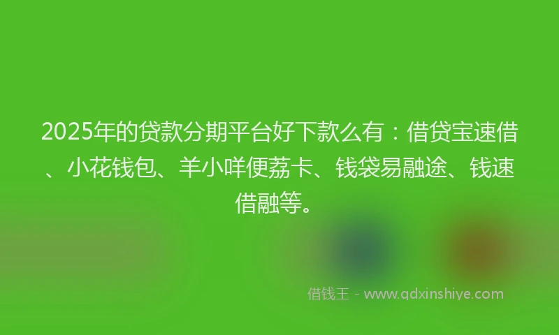 2025年的贷款分期平台好下款么有：借贷宝速借、小花钱包、羊小咩便荔卡、钱袋易融途、钱速借融等。
