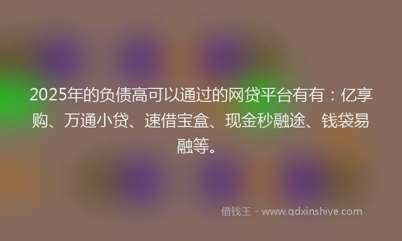 2025年的负债高可以通过的网贷平台有有：亿享购、万通小贷、速借宝盒、现金秒融途、钱袋易融等。