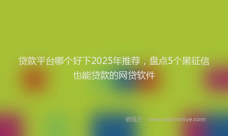 贷款平台哪个好下2025年推荐，盘点5个黑征信也能贷款的网贷软件
