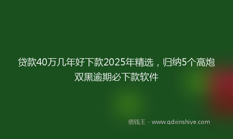 贷款40万几年好下款2025年精选，归纳5个高炮双黑逾期必下款软件
