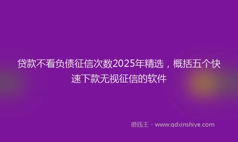 贷款不看负债征信次数2025年精选，概括五个快速下款无视征信的软件