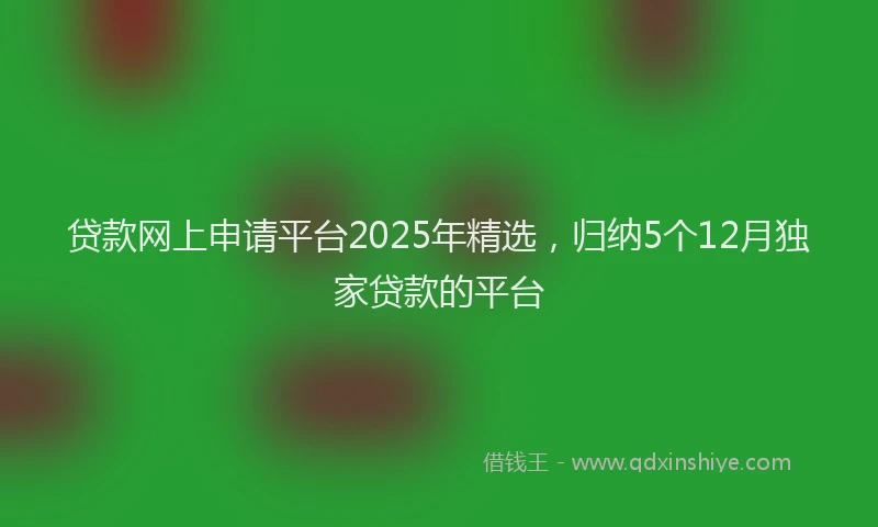 贷款网上申请平台2025年精选，归纳5个12月独家贷款的平台