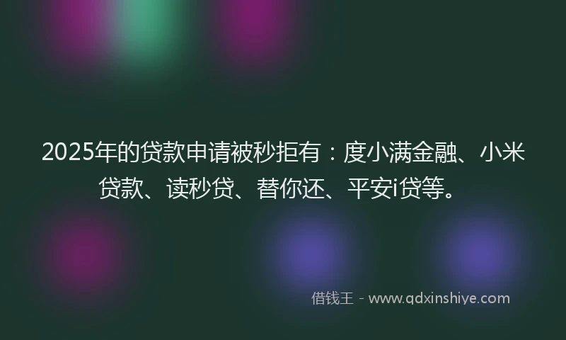 2025年的贷款申请被秒拒有：度小满金融、小米贷款、读秒贷、替你还、平安i贷等。