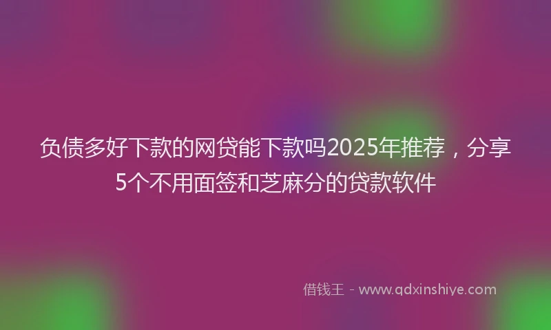 负债多好下款的网贷能下款吗2025年推荐，分享5个不用面签和芝麻分的贷款软件