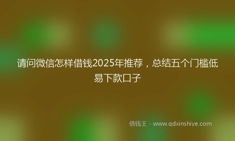 请问微信怎样借钱2025年推荐，总结五个门槛低易下款口子