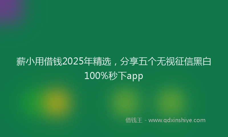 薪小用借钱2025年精选，分享五个无视征信黑白100%秒下app