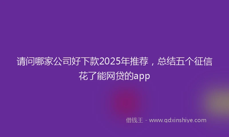 请问哪家公司好下款2025年推荐，总结五个征信花了能网贷的app