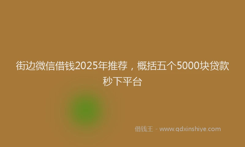 街边微信借钱2025年推荐，概括五个5000块贷款秒下平台