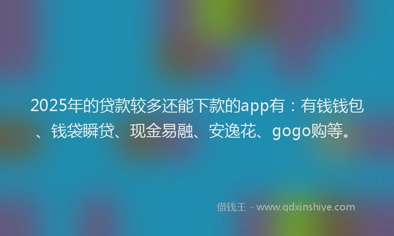 2025年的贷款较多还能下款的app有：有钱钱包、钱袋瞬贷、现金易融、安逸花、gogo购等。