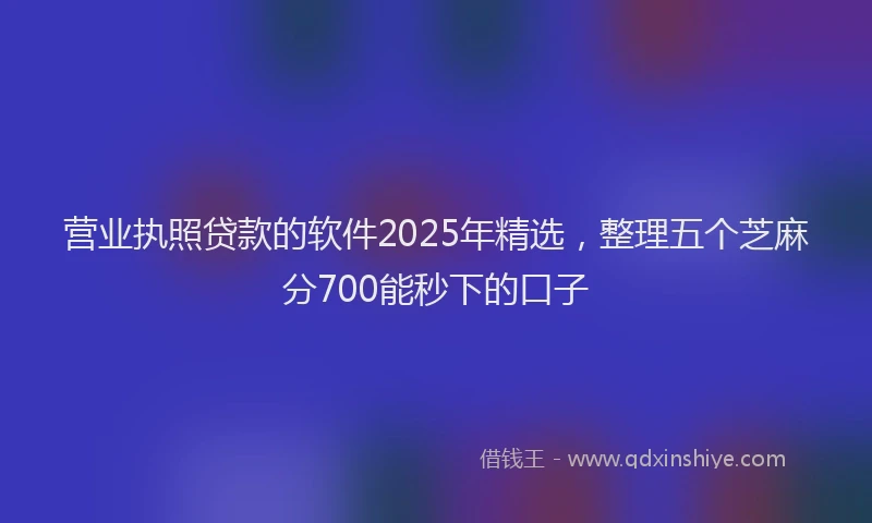 营业执照贷款的软件2025年精选，整理五个芝麻分700能秒下的口子