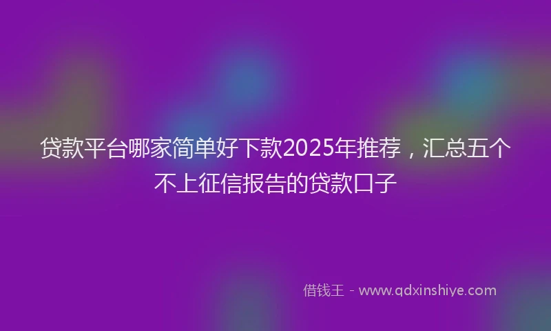 贷款平台哪家简单好下款2025年推荐，汇总五个不上征信报告的贷款口子