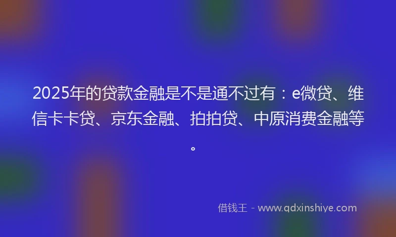 2025年的贷款金融是不是通不过有：e微贷、维信卡卡贷、京东金融、拍拍贷、中原消费金融等。