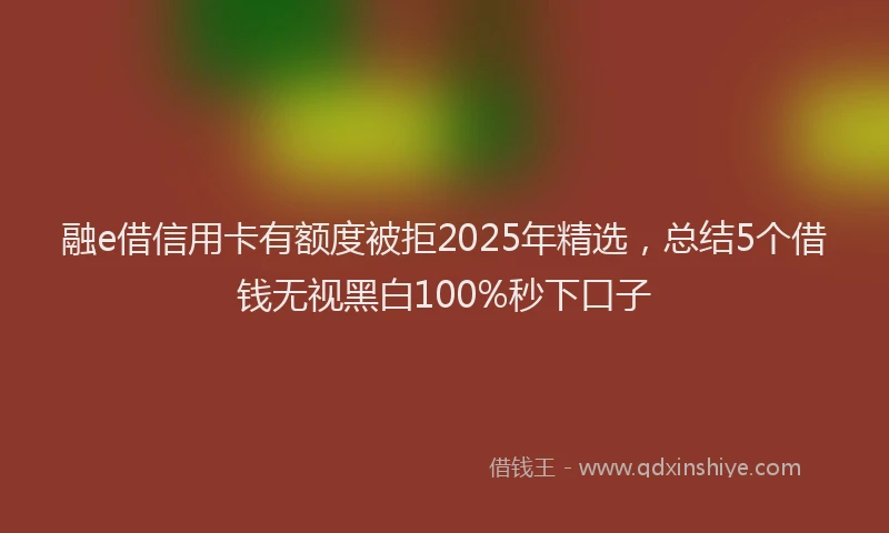 融e借信用卡有额度被拒2025年精选，总结5个借钱无视黑白100%秒下口子
