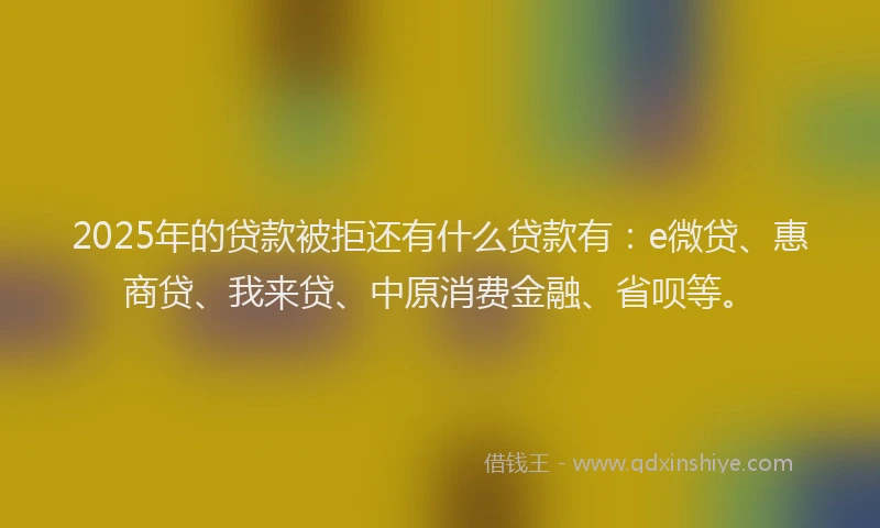 2025年的贷款被拒还有什么贷款有：e微贷、惠商贷、我来贷、中原消费金融、省呗等。