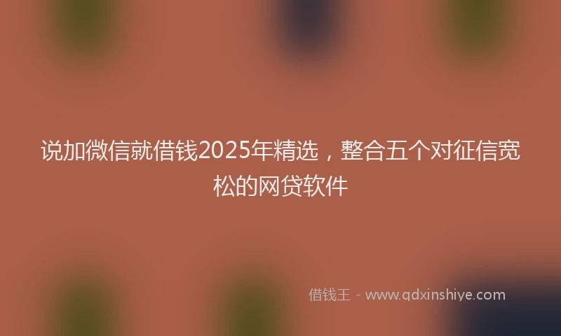 说加微信就借钱2025年精选，整合五个对征信宽松的网贷软件