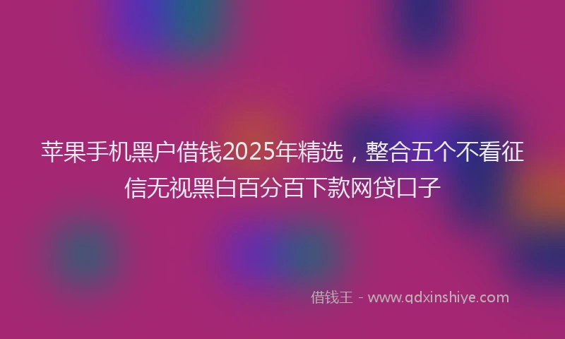 苹果手机黑户借钱2025年精选，整合五个不看征信无视黑白百分百下款网贷口子